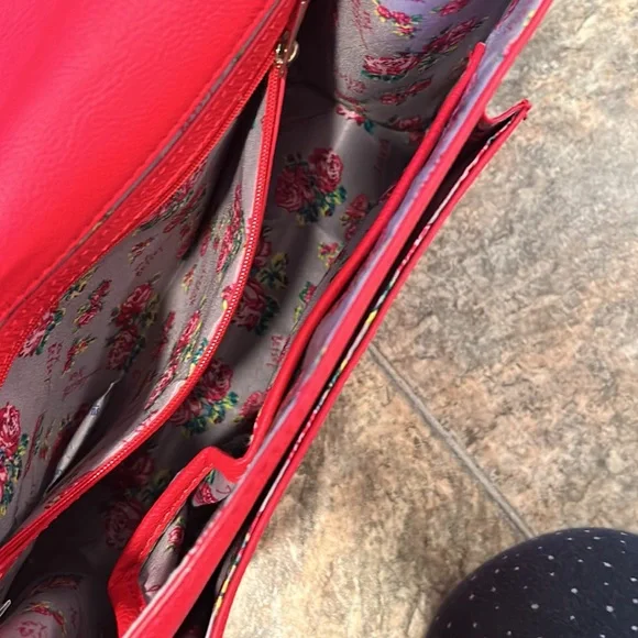 Betsy Johnson Red Animal Print Bow Satchel - Picture 6 of 14